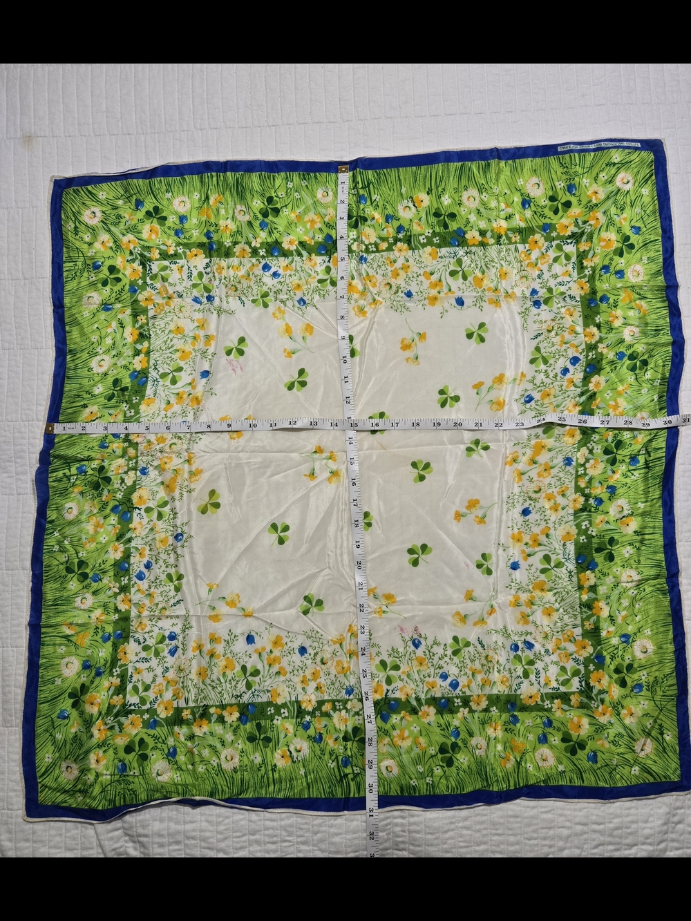 Silk Floral Green Scarf - Unbranded View 4